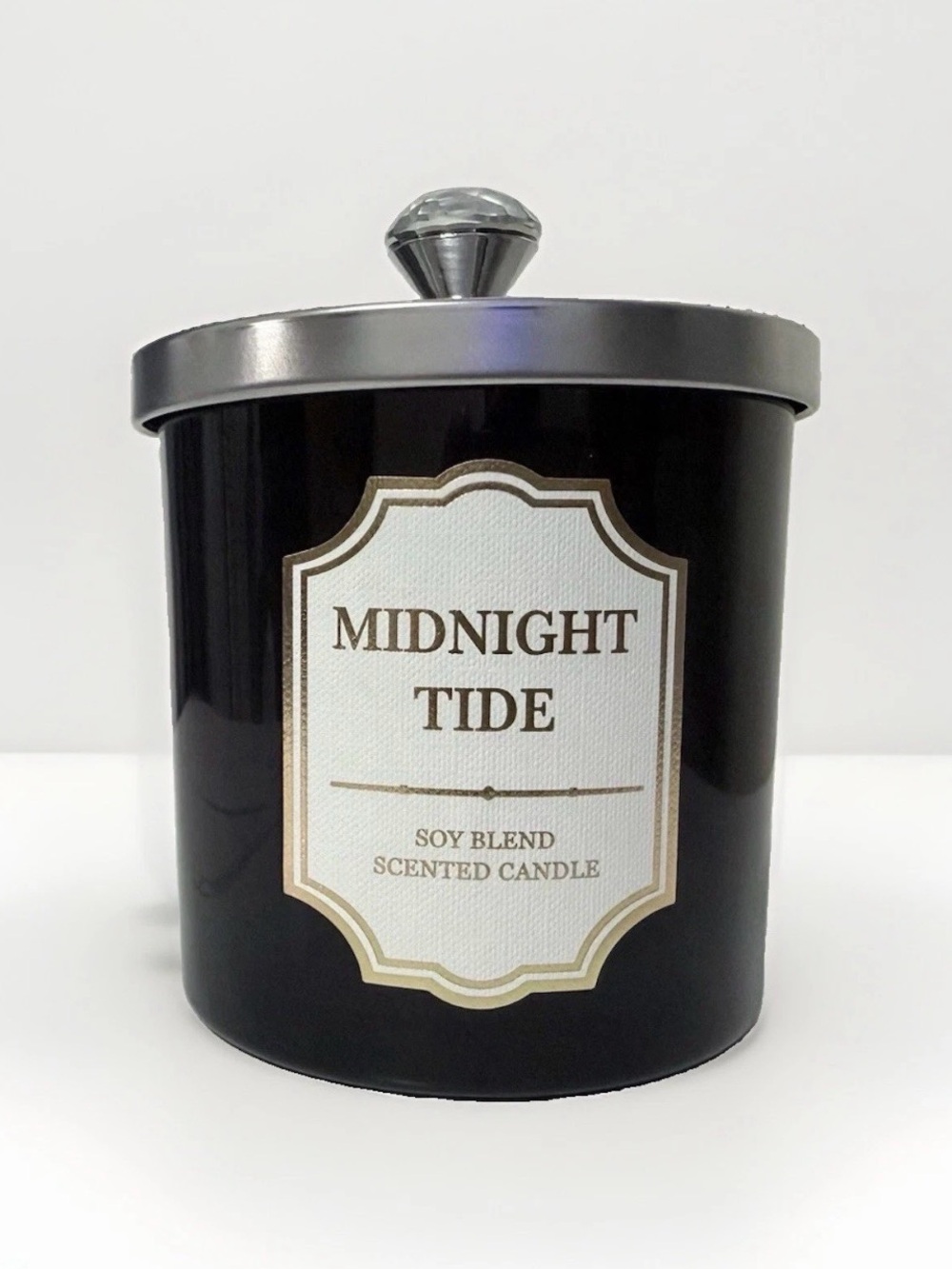 Black Scented Soy-Blend Candle with Silver Lid